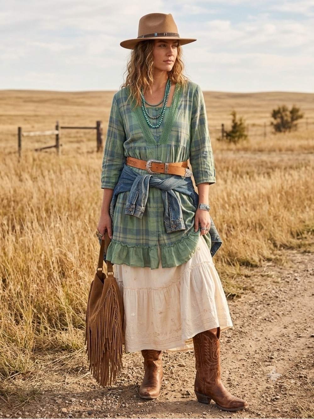 April Cornell Sage River Plaid Cotton Crochet Lace Tunic Boho Cottagecore XL - Picture 7 of 7